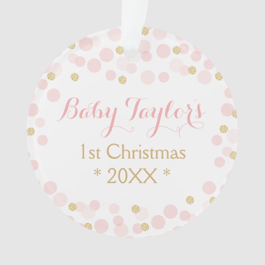 Ornement de premier Noël pour bébé fille, points d (devant)