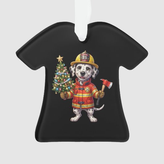 Ornement de sapin de Noël Dalmatien pompier (devant)