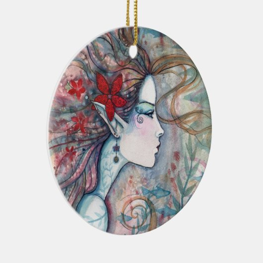 Ornement de sirène à fleurs rouges (Droite)