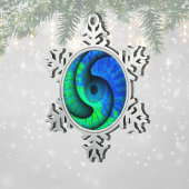 Ornement de snowflake de Boho Blue et Green Swirl