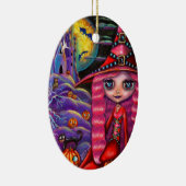 Ornement de sorcière d'Halloween rose (Droite)