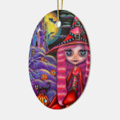 Ornement de sorcière d'Halloween rose (Gauche)