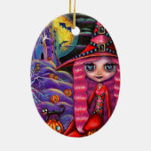 Ornement de sorcière d'Halloween rose (Dos)