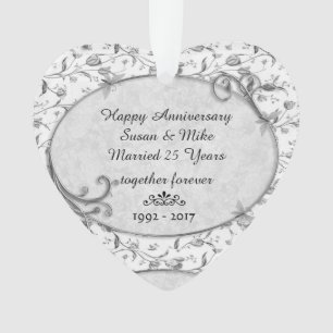Ornement de souvenir de 25e anniversaire de mariag