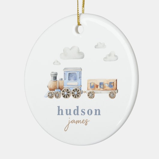 Ornement de train d'aquarelle personnalisé (Gauche)