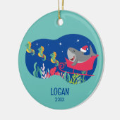 Ornement de traîneau à cheval Shark Père Noël (Gauche)