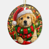 Ornement de vacances de chiot Retriever doré adora (Gauche)