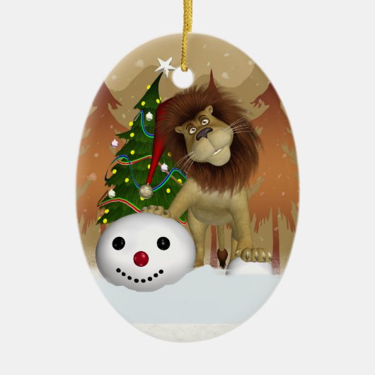 Ornement de vacances de lion - ornement d'arbre de (Devant)