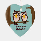 Ornement de vacances de Noël de hiboux d'amour (Droite)