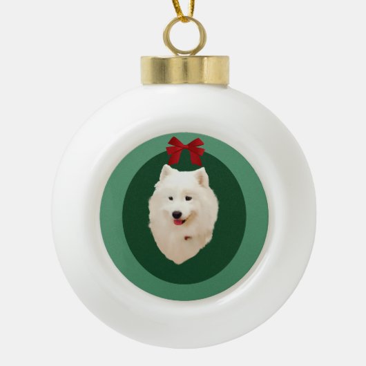 Ornement de vacances de Noël de Samoyed ; Non (Devant)