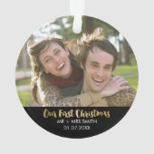 Ornement de vacances de photo de nouveaux mariés (dos)