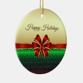 Ornement de vacances en or au ruban rouge (Droite)