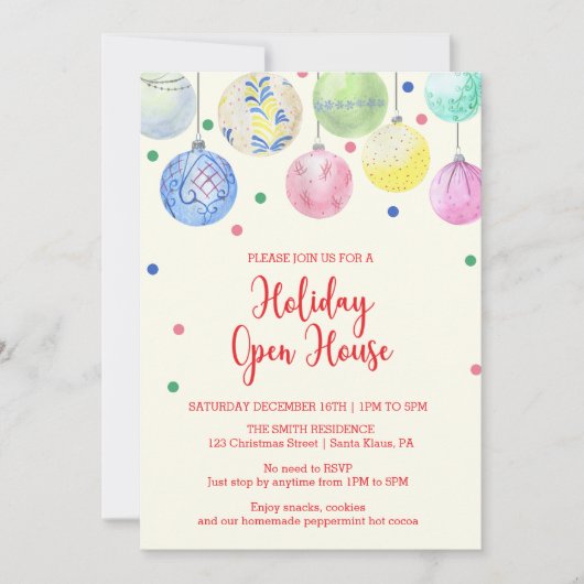 Ornement de vacances Open House Invitation (Devant)