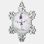 Ornement de vacances pourpre mignon Snowman (Vue impression)