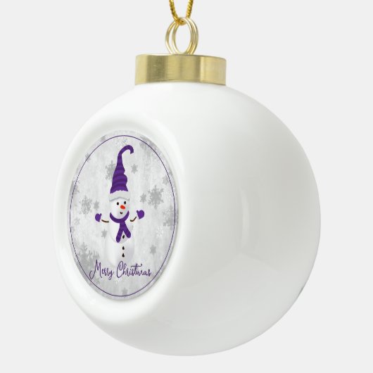 Ornement de vacances pourpre mignon Snowman (Droite)