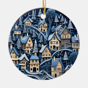 Ornement de village de Noël enchantant