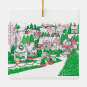 Ornement de village de Noël tiré à la main (Dos)