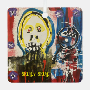 Ornement de voiture en métal crâne