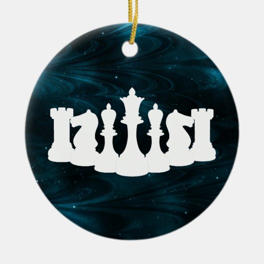 Ornement d'échecs en nébuleuse bleu personnalisé (Devant)