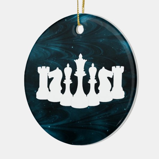 Ornement d'échecs en nébuleuse bleu personnalisé (Gauche)