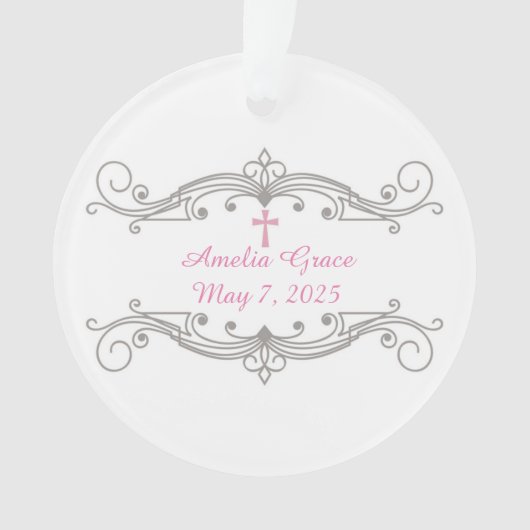 Ornement décoratif de rouleau, croix rose, (devant)