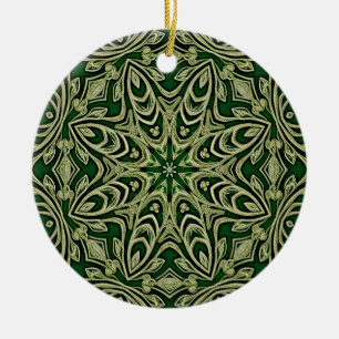 Ornement décoratif or vert