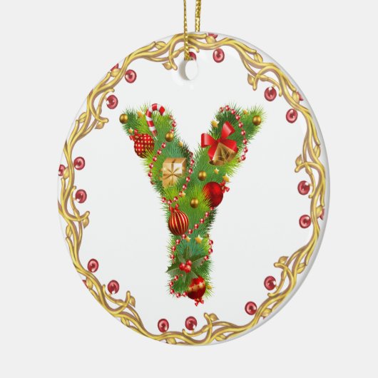 ornement décoré d'un monogramme initial de Noël de (Gauche)