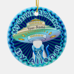 Ornement d'enlèvement de chat extraterrestre par v