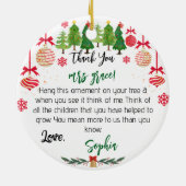 Ornement d'enseignant personnalisé, Noël personnal (Dos)