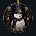 Ornement des fleurs d'or de Snowman<br><div class="desc">Beau ornement de fleurs d'or de bonhomme de neige</div>