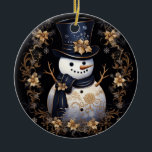 Ornement des fleurs d'or de Snowman<br><div class="desc">Beau ornement de fleurs d'or de bonhomme de neige</div>