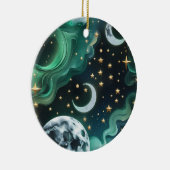 Ornement des Phases de la Lune Céleste Vert Émerau (Droite)