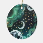 Ornement des Phases de la Lune Céleste Vert Émerau (Gauche)