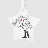 Ornement d'étoile d'oiseau rouge et de chat noir (devant)
