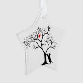 Ornement d'étoile d'oiseau rouge et de chat noir (devant)