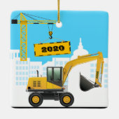 Ornement d'excavateur ajouter le nom Noël (Dos)