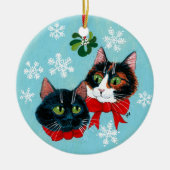 Ornement d'hiver de gui de chats de Noël (Devant)