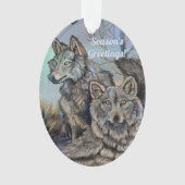 Ornement d'hiver des loups de l'Arctique (devant)