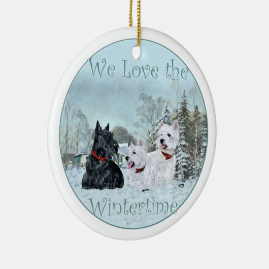 Ornement d'hiver Scottie & Westies (Droite)
