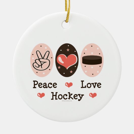 Ornement d'hockey d'amour de paix (Devant)