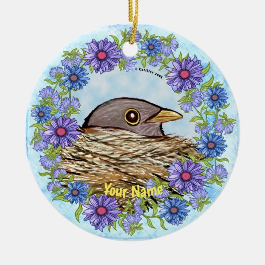 Ornement d'oiseau dans un nid (Devant)