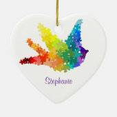 Ornement d'oiseau de puzzle de sensibilisation sur (Dos)