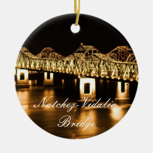 Ornement d'or de Noël de pont de Natchez-Vidalia (Devant)