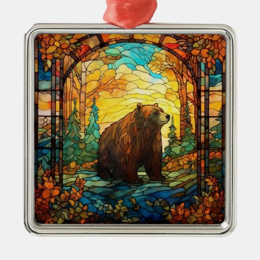 Ornement d'ours en verre tendu (Devant)