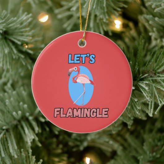 Ornement DRÔLE ! - Flamingle - Flamant rose (Arbre)