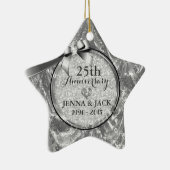 Ornement du 25e anniversaire du Mariage Black & Si (Droite)