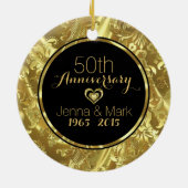 Ornement du 50e anniversaire du Mariage noir et or (Dos)