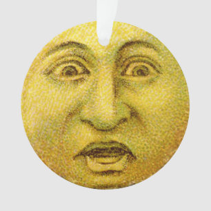 Ornement du cercle - Jaune Vintage lune homme