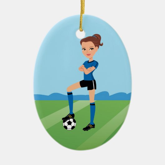 Ornement du footballeur de la fille illustré (Devant)