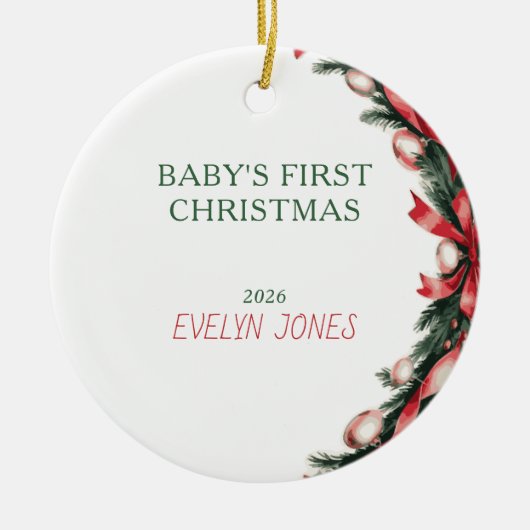 Ornement du premier Noël de bébé 2026 (Devant)